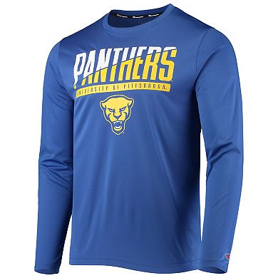 Men's Champion Royal Pitt Panthers Wordmark Slash Long Sleeve T-Shirt