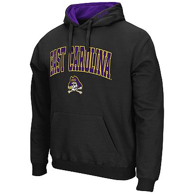 Men's Colosseum Black ECU Pirates Arch and Logo Pullover Hoodie