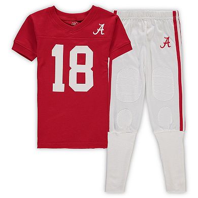 Preschool Wes & Willy Crimson Alabama Crimson Tide Football Player V-Neck T-Shirt and Pants Sleep Set