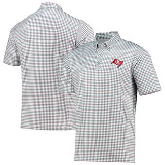 Men's Antigua Gray/Red Tampa Bay Buccaneers Deliver Button-Down Polo