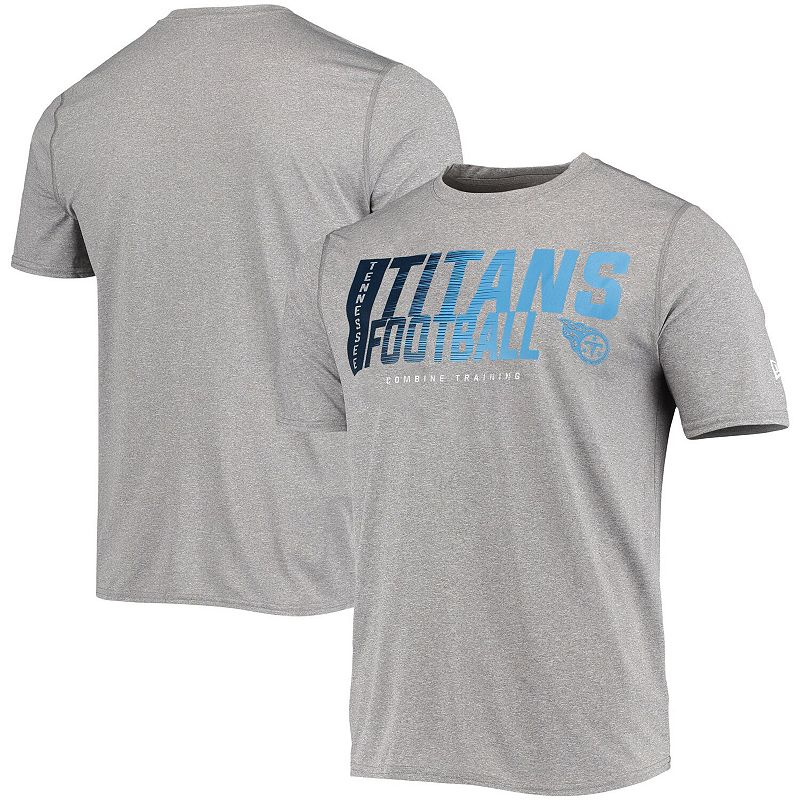 Mens New Era Heathered Gray Tennessee Titans Combine Authentic Game On T-S