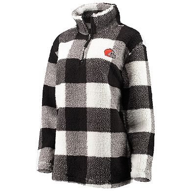Women's G-III 4Her by Carl Banks Black Cleveland Browns Sherpa Plaid Quarter-Zip Jacket