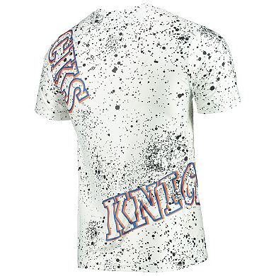 Men's FISLL White New York Knicks Gold Foil Splatter Print T-Shirt