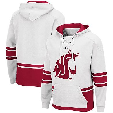 Men's Colosseum White Washington State Cougars Lace Up 3.0 Pullover Hoodie