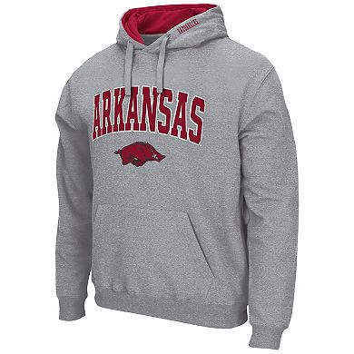 Men's Colosseum Heather Gray Arkansas Razorbacks Arch & Logo 3.0 Pullover Hoodie