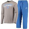 Men's Concepts Sport Blue/Gray Detroit Lions Meter Long Sleeve T-Shirt & Pants Sleep Set