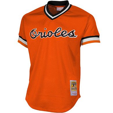 Men's Mitchell & Ness Cal Ripken Jr Orange Baltimore Orioles 1988 Authentic Cooperstown Collection Mesh Batting Practice Jersey