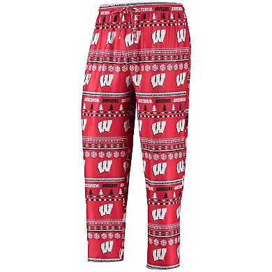 Men's Concepts Sport Red Wisconsin Badgers Ugly Sweater Long Sleeve T-Shirt and Pants Sleep Set
