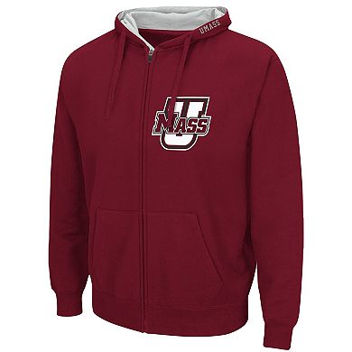 Men's Colosseum Maroon UMass Minutemen Arch & Logo 3.0 Full-Zip Hoodie