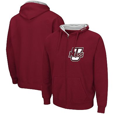 Men's Colosseum Maroon UMass Minutemen Arch & Logo 3.0 Full-Zip Hoodie