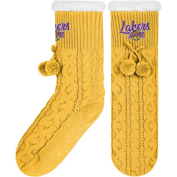Women's FOCO Los Angeles Lakers Cable Knit Footy Slipper Socks