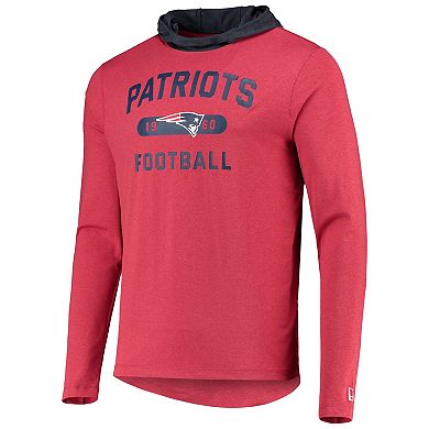 Men's New Era Red/Navy New England Patriots Active Block Hoodie Long Sleeve T-Shirt