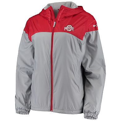 Women's Columbia Scarlet/Gray Ohio State Buckeyes Flash Forward Lined Full-Zip Windbreaker Hoodie Jacket