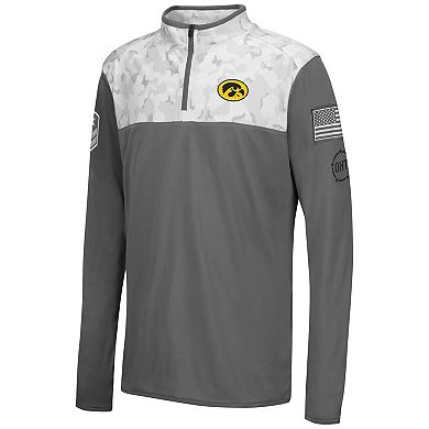 Youth Colosseum Charcoal/White Iowa Hawkeyes OHT Military Appreciation Badge II Quarter-Zip Jacket