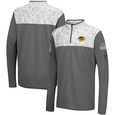 Youth Colosseum Charcoal/White Iowa Hawkeyes OHT Military Appreciation Badge II Quarter-Zip Jacket