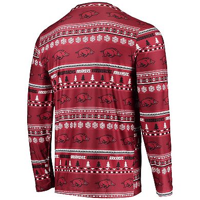 Men's Concepts Sport Cardinal Arkansas Razorbacks Ugly Sweater Long Sleeve T-Shirt and Pants Sleep Set
