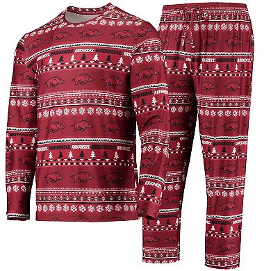 Men's Concepts Sport Cardinal Arkansas Razorbacks Ugly Sweater Long Sleeve T-Shirt and Pants Sleep Set