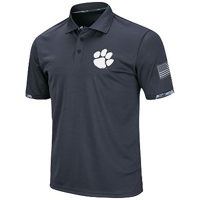 Men's Colosseum Charcoal Clemson Tigers Big & Tall OHT Military Appreciation Digital Camo Polo