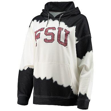 Women's Gameday Couture White/Black Florida State Seminoles For the Fun Double Dip-Dyed Pullover Hoodie