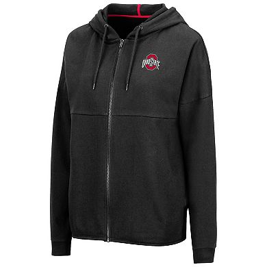 Women's Colosseum Black Ohio State Buckeyes Two-Hit Full-Zip Hoodie