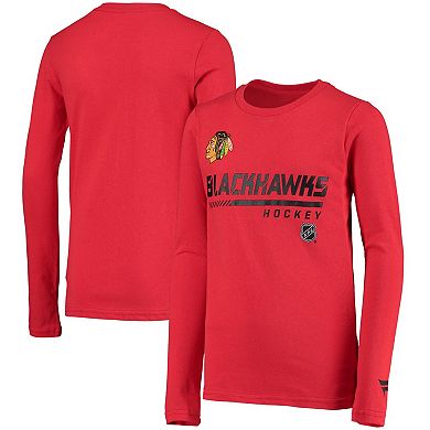 Youth Fanatics Branded Red Chicago Blackhawks Authentic Pro Prime Long Sleeve T-Shirt