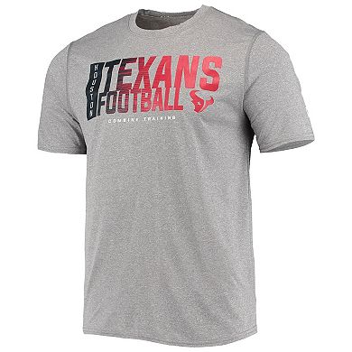Men's New Era Heathered Gray Houston Texans Combine Authentic Game On T-Shirt