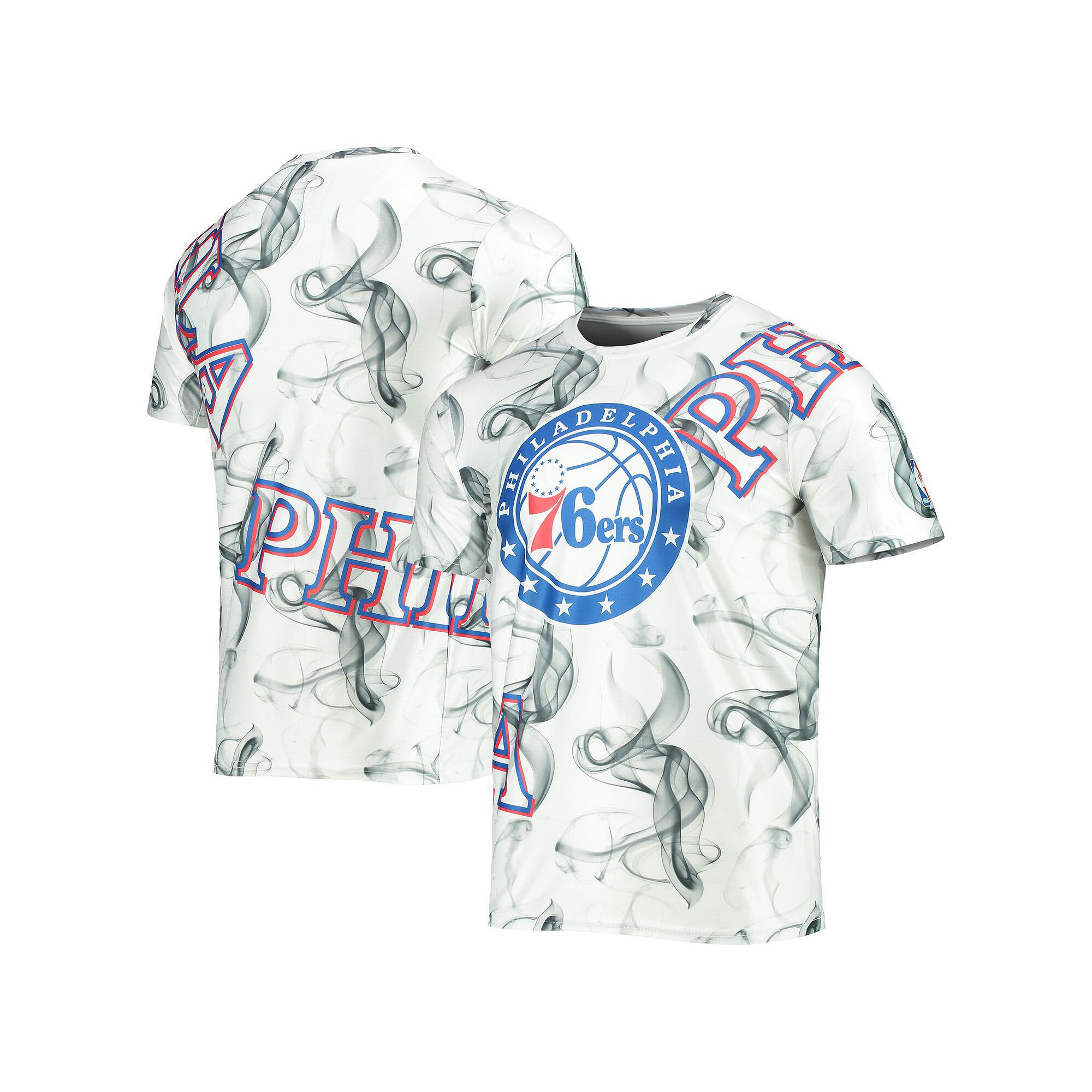 Mens FISLL White/Black Philadelphia 76ers Asymmetric Bold Smoke T-Shirt, S