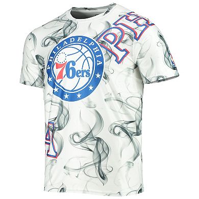 Men's FISLL White/Black Philadelphia 76ers Asymmetric Bold Smoke T-Shirt