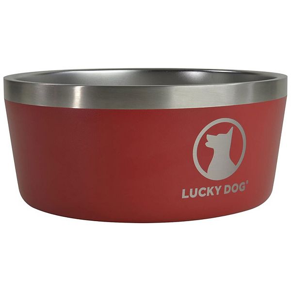 Lucky Dog INDULGE Double Wall Stainless Steel Dog Bowl, 8 Cup, 64 Ounce, Red - Red