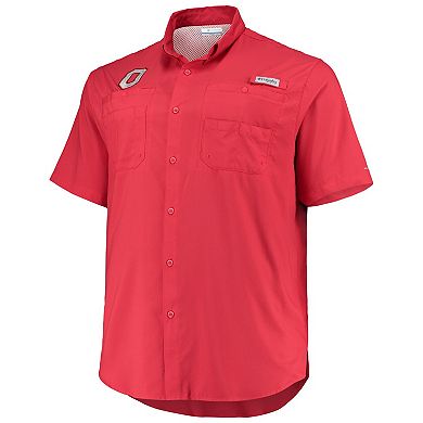 Men's Columbia Scarlet Ohio State Buckeyes Big & Tall Tamiami Omni-Shade Button-Down Shirt