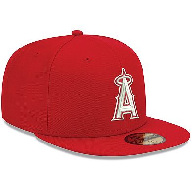 Men's New Era Red Los Angeles Angels White Logo 59FIFTY Fitted Hat