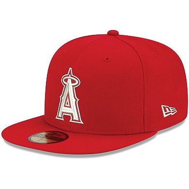 Men's New Era Red Los Angeles Angels White Logo 59FIFTY Fitted Hat