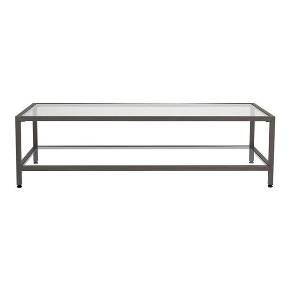 SD Studio Designs Camber Modern Glass Coffee Table In Gray Pewter 55 Inches