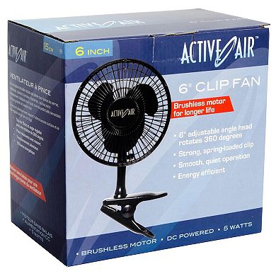 Active Air HORF6 6in Clip-On 5W Brushless Motor Hydroponic Grow Fan for Gardens