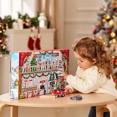 Hape E3770A Kids Wooden Grand Station Christmas Advent Calendar Set w/ 24 Pieces