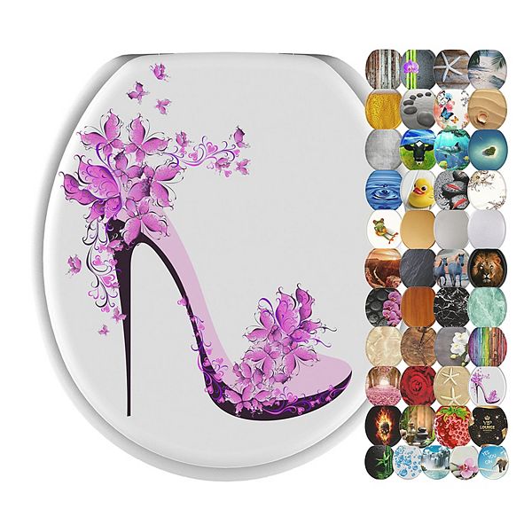 Sanilo 343 Round Sturdy Wood Toilet Seat with Soft Close Lid, Pink