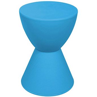 LeisureMod Boyd Indoor/Outdoor Modern Hourglass Accent Side End Table, Blue