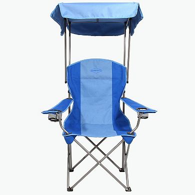 Kamp-Rite Folding Camp Chair with Shade Canopy and Cupholders, Blue (2 pack)