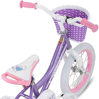 JOYSTAR Angel Kids Bike for Girls Ages 3-5 w/ Training Wheels, 14 Inch, Purple