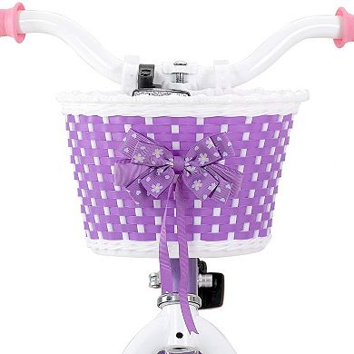 JOYSTAR Angel Kids Bike for Girls Ages 3-5 w/ Training Wheels, 14 Inch, Purple