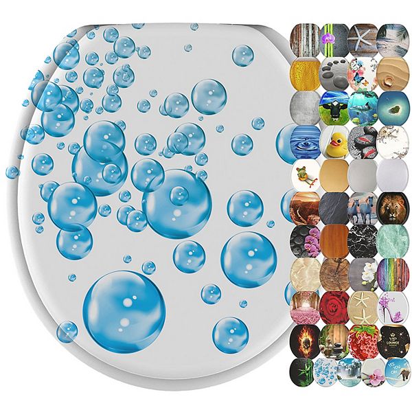 Sanilo 344 Round Soft Close Molded Wood Adjustable Toilet Seat, Water