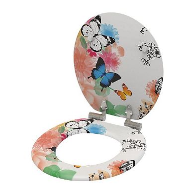 Sanilo 232 Round Soft Close Lid Molded Wood Adjustable Toilet Seat, Butterfly