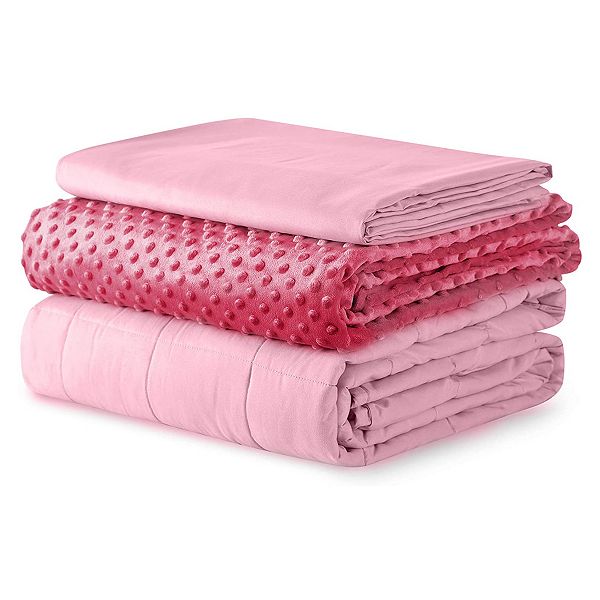 YnM 3 Piece Set 15 Pound premium Glass Bead Weighted Blanket with 2