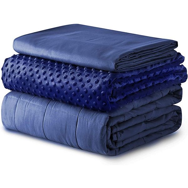 YnM 3 Piece Set 15 Pound Premium Glass Bead Weighted Blanket with 2