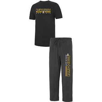 Men's Concepts Sport Heathered Charcoal/Black Appalachian State Mountaineers Meter T-Shirt & Pants Sleep Set