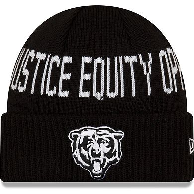 Men's New Era Black Chicago Bears Team Social Justice Cuffed Knit Hat