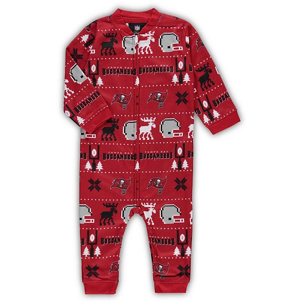 Newborn & Infant Red Tampa Bay Buccaneers Banded Long Sleeve Holiday  Pajamas Full-Zip Jumper