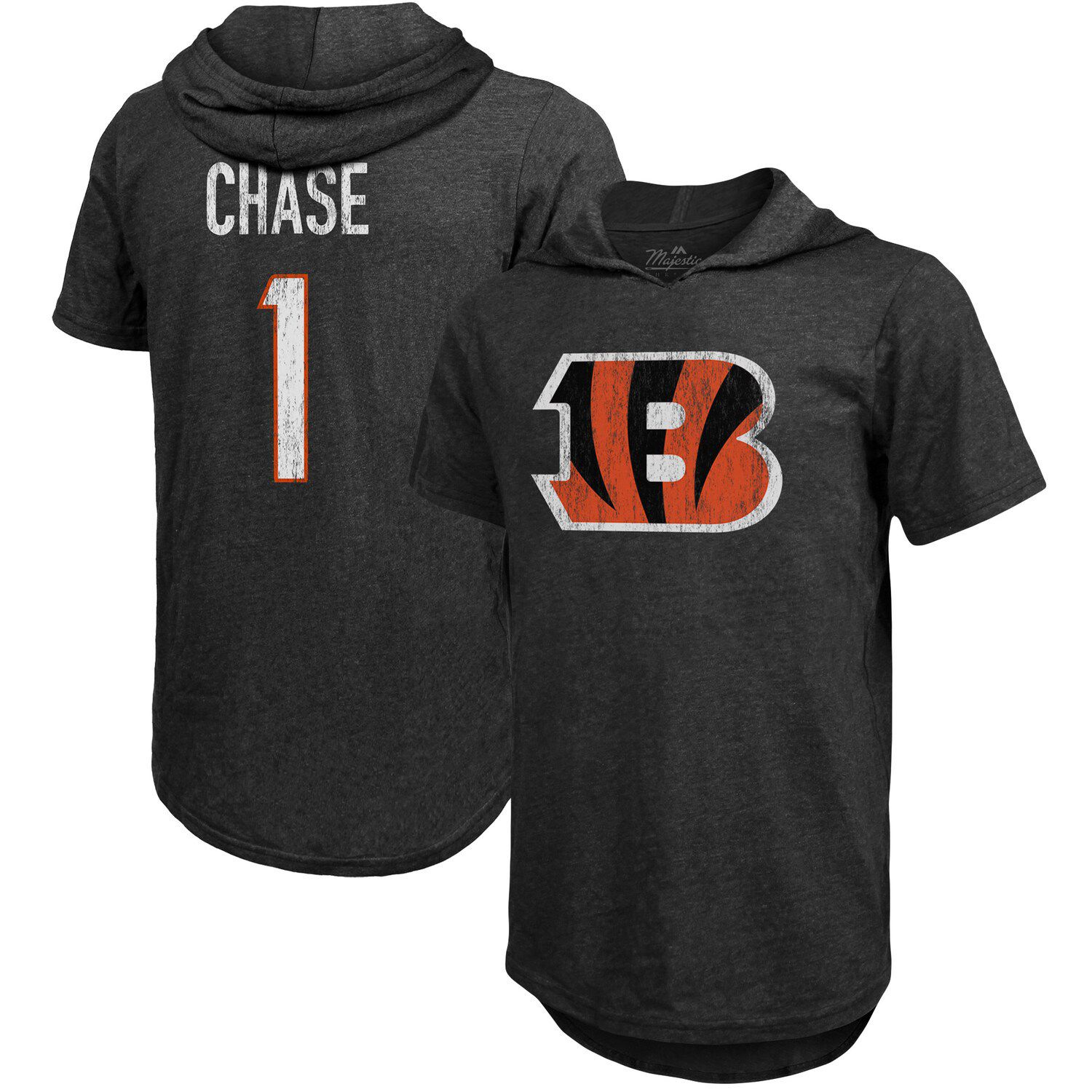 Women's Cincinnati Bengals Joe Burrow Majestic Threads White Name & Number  V-Neck T-Shirt