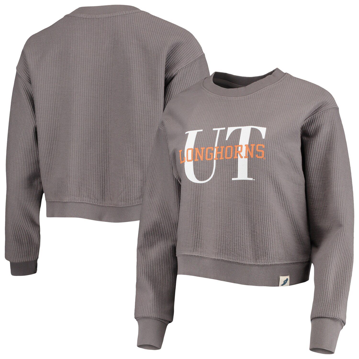 Image for Unbranded Women's League Collegiate Wear Graphite Texas Longhorns Classic Corded Timber Crop Pullover Sweatshirt at Kohl's.