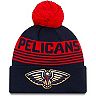 Men's New Era Navy New Orleans Pelicans Proof Cuffed Knit Hat with Pom